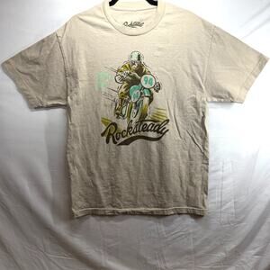 VTG Rocksteady Classic Culture Beige Motorcycle Racer T Shirt - Mens Large